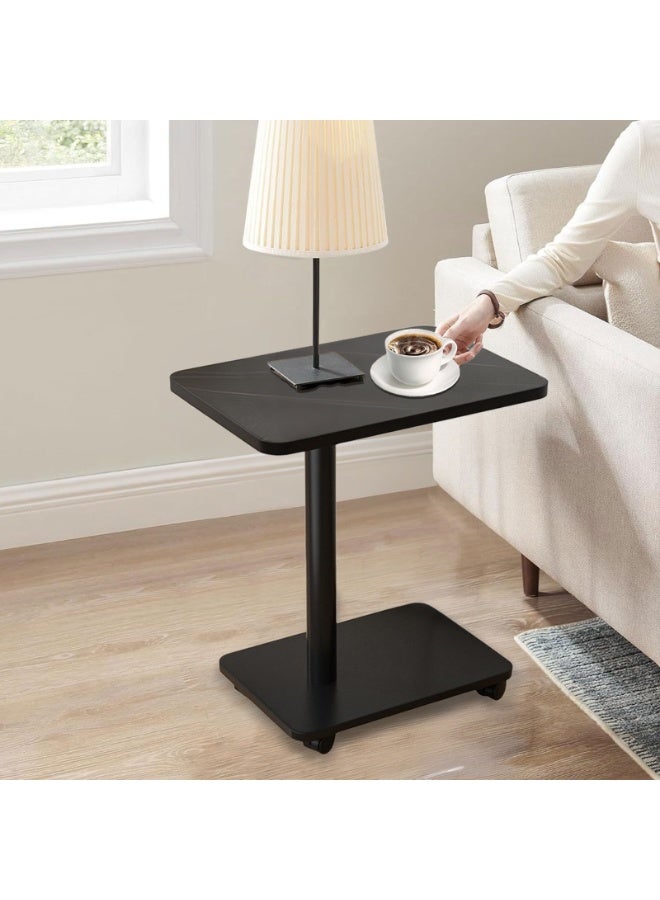 XiuWoo C Shaped End Table with Wheels,Side Table That Slides Under Couch,Side Tray Table for Sofa,C Side Table for Small Space Couch,Living Room,Bedroom,Black - Image 5