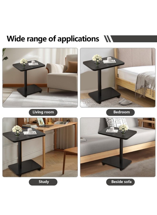 XiuWoo C Shaped End Table with Wheels,Side Table That Slides Under Couch,Side Tray Table for Sofa,C Side Table for Small Space Couch,Living Room,Bedroom,Black - Image 3