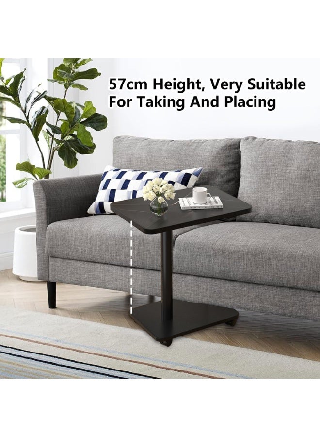 XiuWoo C Shaped End Table with Wheels,Side Table That Slides Under Couch,Side Tray Table for Sofa,C Side Table for Small Space Couch,Living Room,Bedroom,Black - Image 2