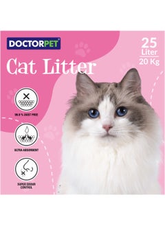 DOCTERPET Doctor Pet Cat Litter Baby Powder 25L – 100% Natural Clumping Bentonite,Scented, Ultra Absorbent,Easy Scooping, Dust-Free, Odor Control, Easy Scooping, Hypoallergenic & Non-Stick Paw Formula  - Image 2