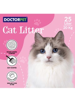 DOCTERPET Doctor Pet Cat Litter Baby Powder 25L – 100% Natural Clumping Bentonite,Scented, Ultra Absorbent,Easy Scooping, Dust-Free, Odor Control, Easy Scooping, Hypoallergenic & Non-Stick Paw Formula  - Image 3