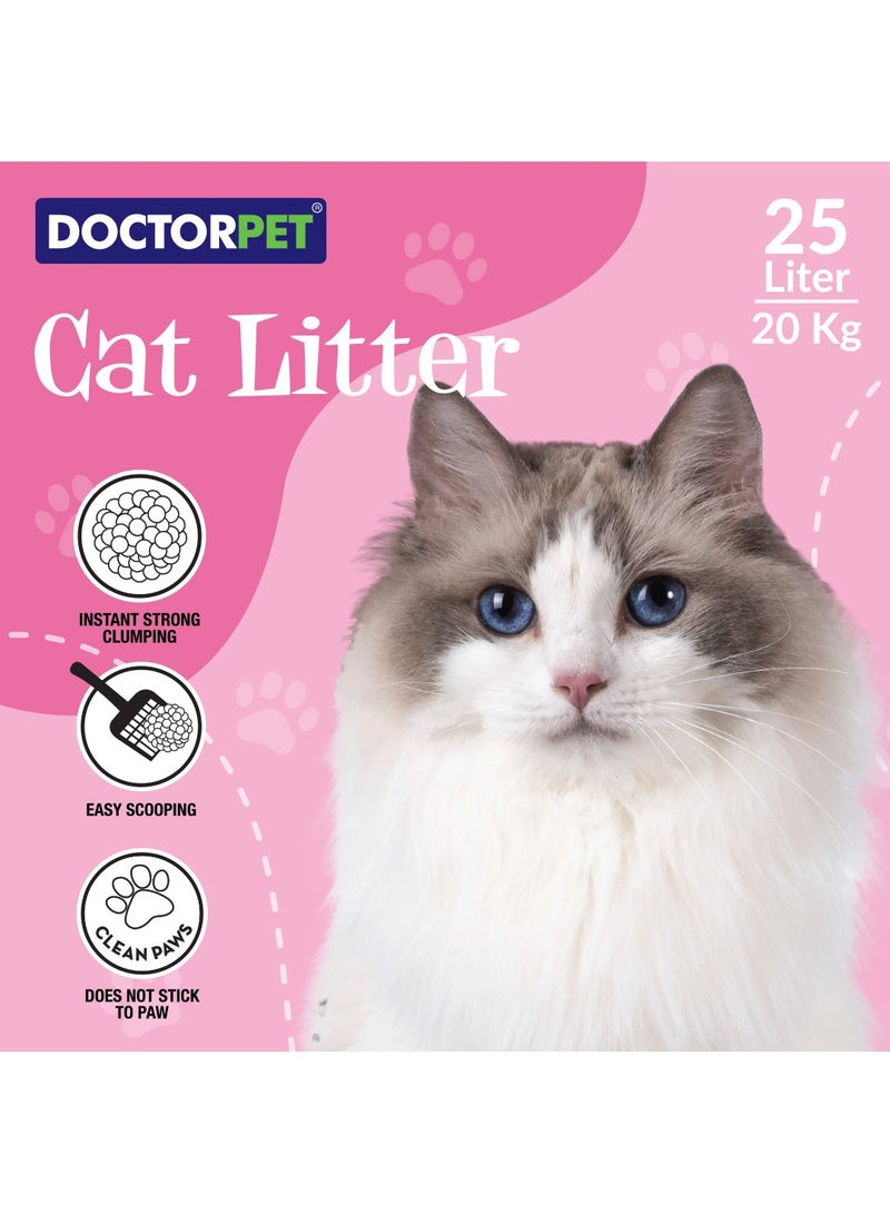 DOCTERPET Doctor Pet Cat Litter Baby Powder 25L – 100% Natural Clumping Bentonite,Scented, Ultra Absorbent,Easy Scooping, Dust-Free, Odor Control, Easy Scooping, Hypoallergenic & Non-Stick Paw Formula - Image 3