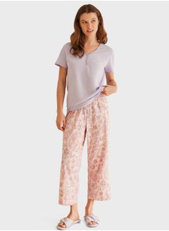 Paisley Printed Capri Pyjama Set
