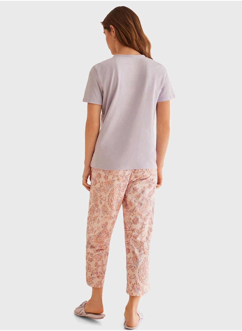 women'secret - Paisley Printed Capri Pyjama Set - Image 1
