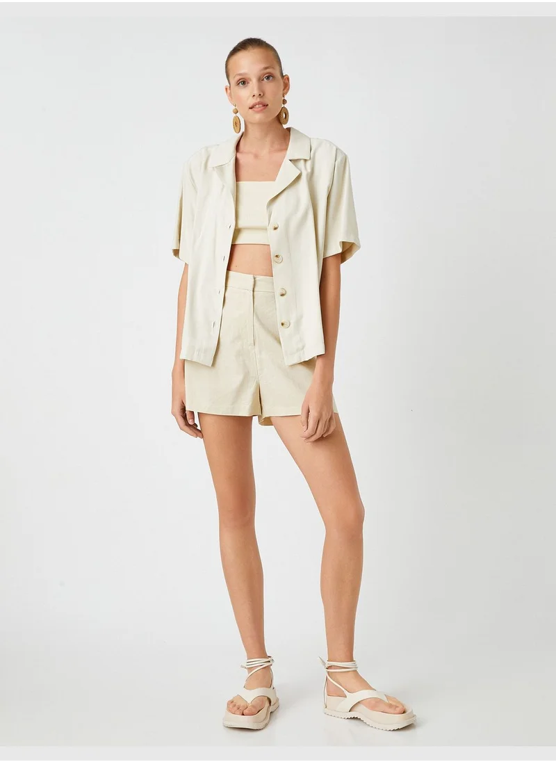 KOTON Pleated Linen Shorts