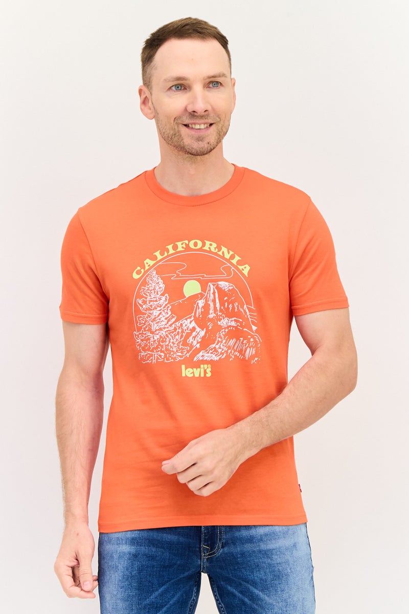Levi's تي شيرت رجالي بأكمام قصيرة وياقة دائرية بطباعة جرافيك، أحمر - Image 1