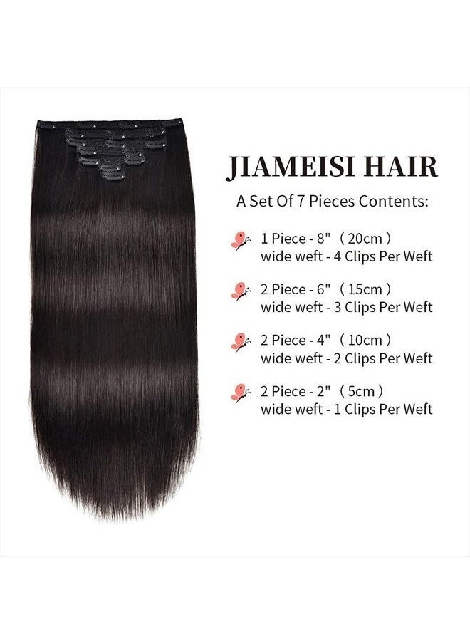 JIAMEISI - Clip In Extensions Human Hair,Double Weft Remy Hair 70g 7pcs Silky Straight 12 Inches Human Hair Clip In Extensions #1B Natural Black Clip in Hair Extensions - Image 1
