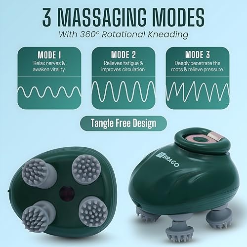 Brago Elevate Scalp Massager | Head Massager for Scalp | Hair Massager for Hair Growth | 96 Silicone Kneading Nodes with Red Light Therapy | Head & Body Massager - Image 3