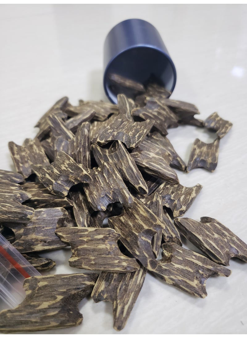 ١٠٠ جرام من مادة جذر العود التشي نان المخططة بالنمر الغارقة (٩/١٠) — غنية بالراتنج، برائحة الفاكهة الناضجة الحلوة، وعطر دائم عند التبخير بالفحم. - Image 3
