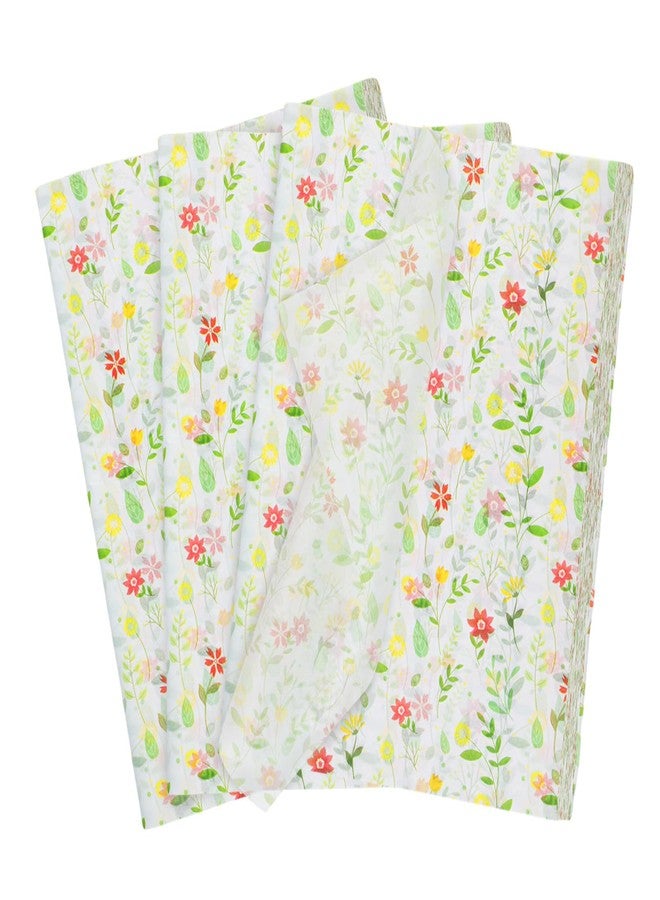 Ethanberg 120 Sheets Gift Wrapping Tissue Paper Bulk, Watercolor Floral Wildflower Print Tissue Paper for Gift Bags, Decorative Art Papers for DIY Crafts Wedding Birthday Holiday Party Decor, 20x14 Inches - Image 1