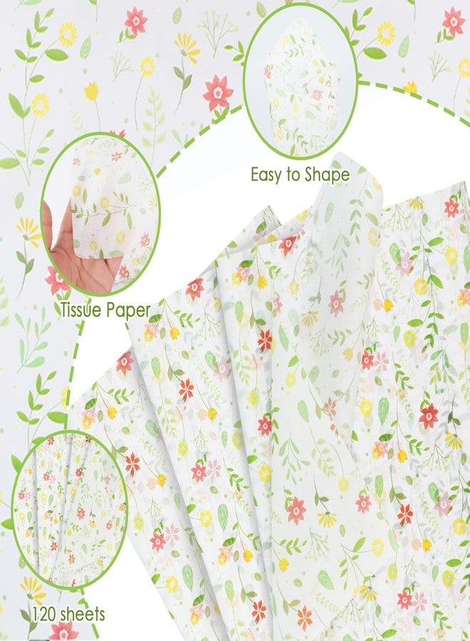 Ethanberg 120 Sheets Gift Wrapping Tissue Paper Bulk, Watercolor Floral Wildflower Print Tissue Paper for Gift Bags, Decorative Art Papers for DIY Crafts Wedding Birthday Holiday Party Decor, 20x14 Inches - Image 3
