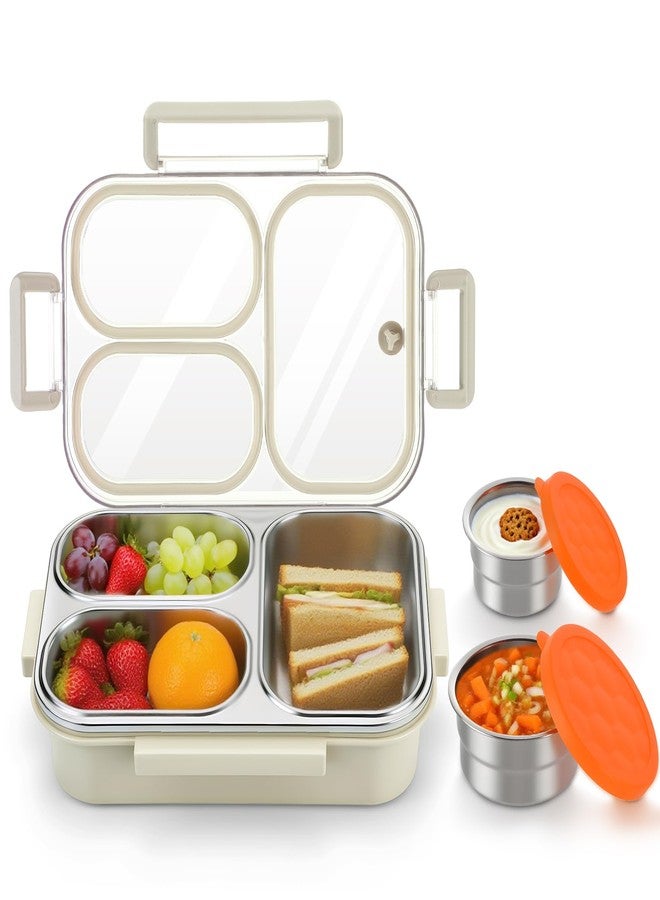Alphatool Stainless Steel Kids Lunch Box - 25 oz Bento Box with 3 Compartments, 6oz Soup Cup & 3oz Condiment Cup, Leakproof Durable Dishwasher Safe Containers for School Office Travel - Image 1
