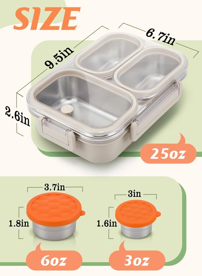 Alphatool Stainless Steel Kids Lunch Box - 25 oz Bento Box with 3 Compartments, 6oz Soup Cup & 3oz Condiment Cup, Leakproof Durable Dishwasher Safe Containers for School Office Travel - Image 5