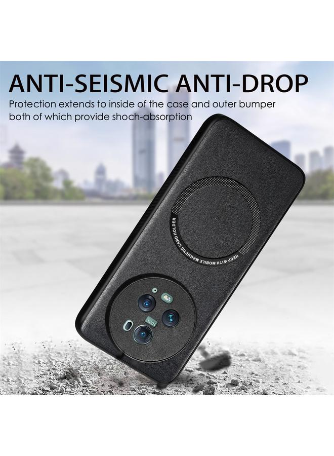 S-TOP Case For Honor Magic 5 Pro Solid Color Skin-feel Leather Back Cover Magsafe Phone Case - Image 5