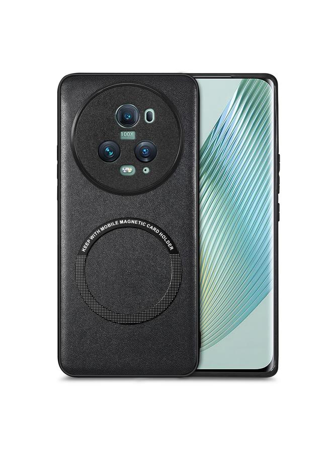 S-TOP Case For Honor Magic 5 Pro Solid Color Skin-feel Leather Back Cover Magsafe Phone Case - Image 1