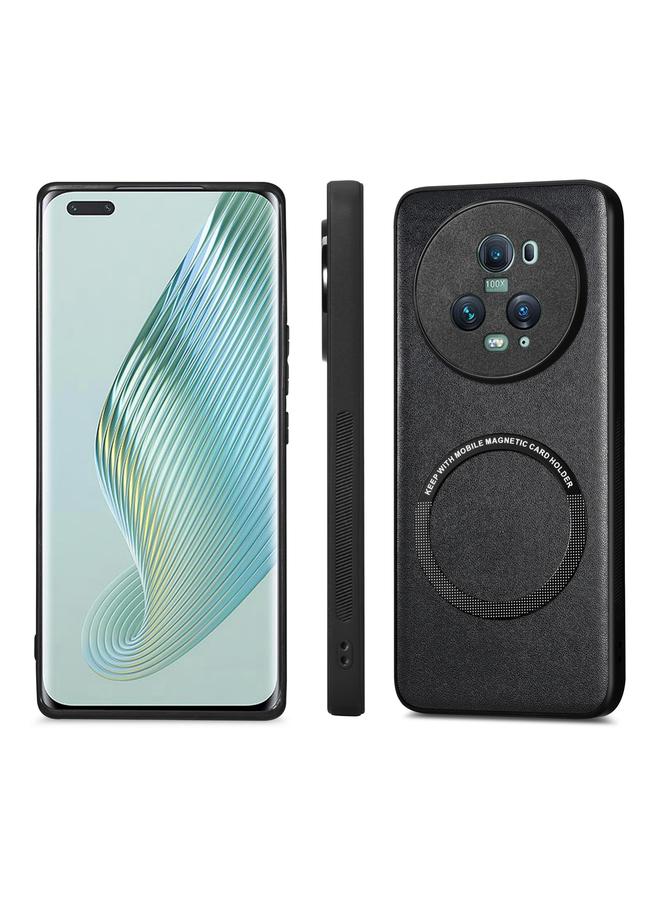 S-TOP Case For Honor Magic 5 Pro Solid Color Skin-feel Leather Back Cover Magsafe Phone Case - Image 2