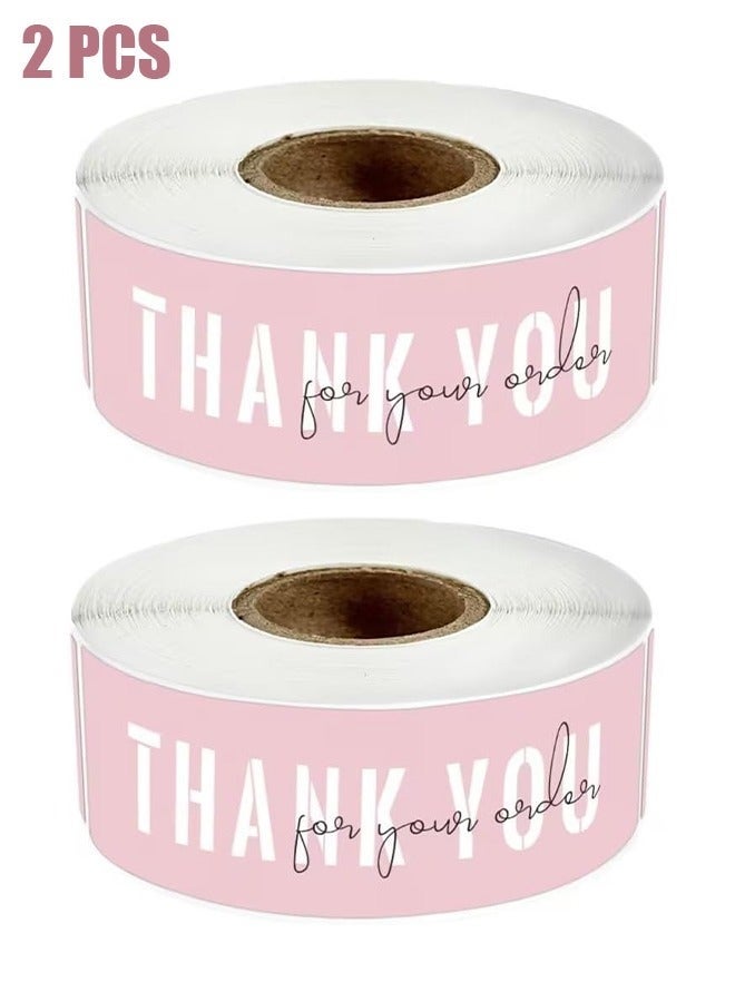 ملصقات شكرًا لك على طلبك، ملصقات شكر وردية للشركات الصغيرة، تصميم جذاب، تغليف للشركات الصغيرة، طلب، ديكور، هدايا، 2 لفة مع 240 ملصق (وردي) - Image 1