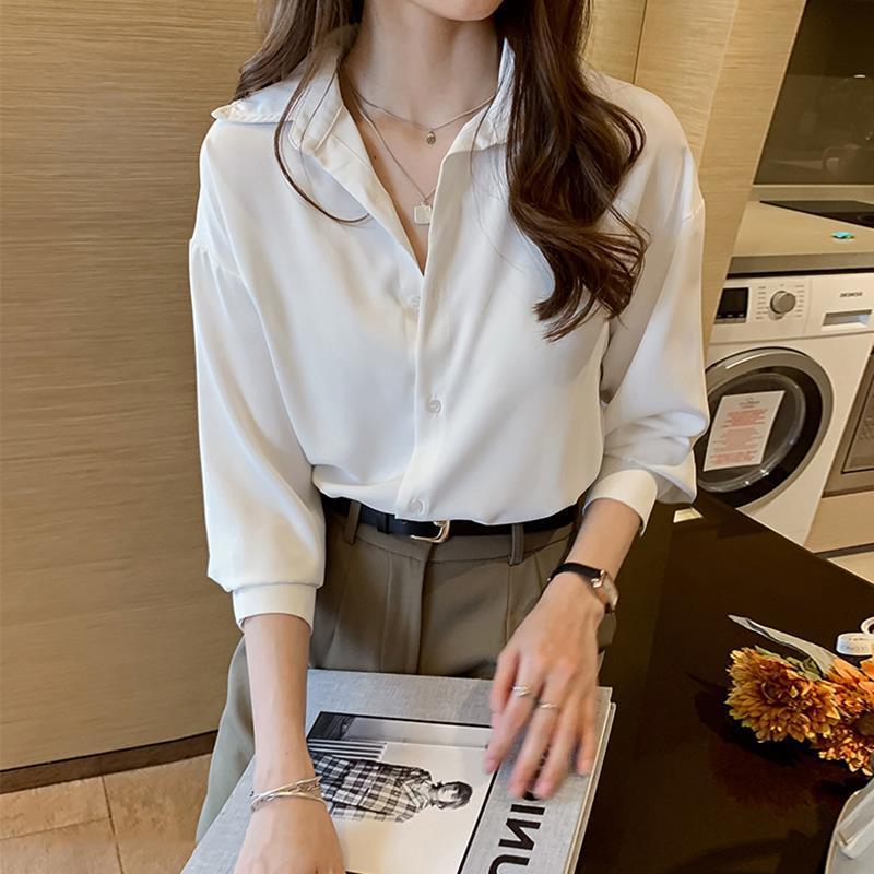 Shirt Women'S Long-Sleeved Autumn New Chubby Girl Plus Size Design Sense Niche Top All-Match Chiffon Casual Shirt - Image 3