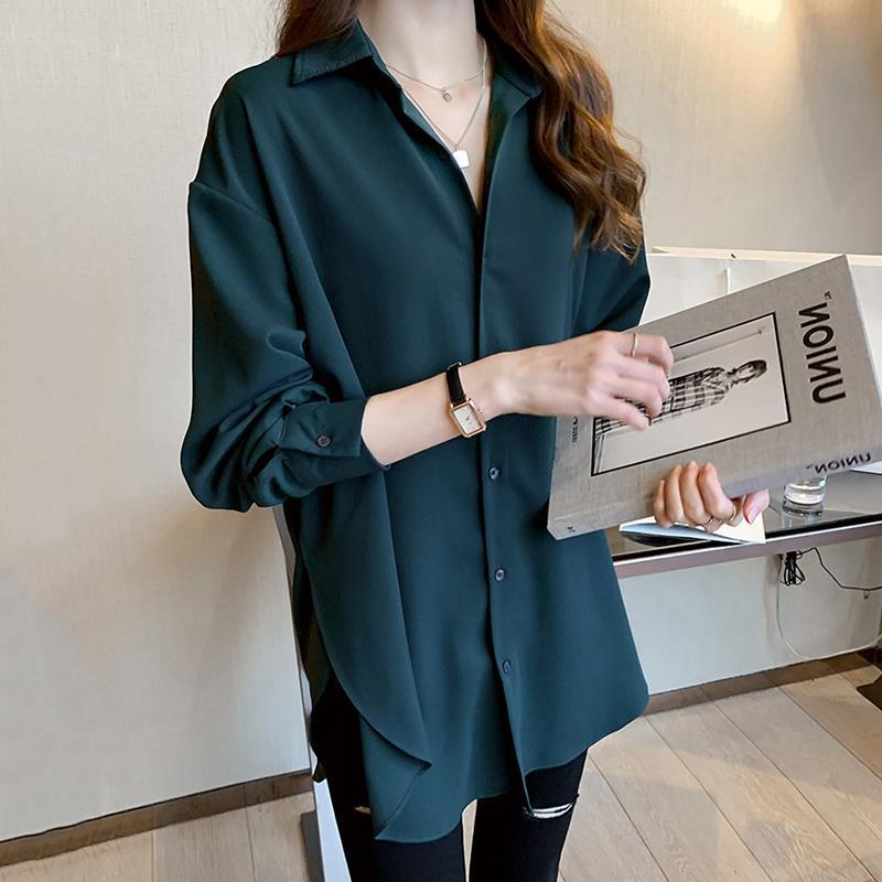 Shirt Women'S Long-Sleeved Autumn New Chubby Girl Plus Size Design Sense Niche Top All-Match Chiffon Casual Shirt - Image 2