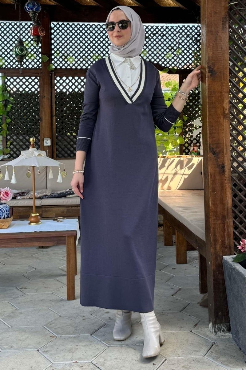 Rabia Şamlı September Shirt Knit Dress Anthracite - Image 1