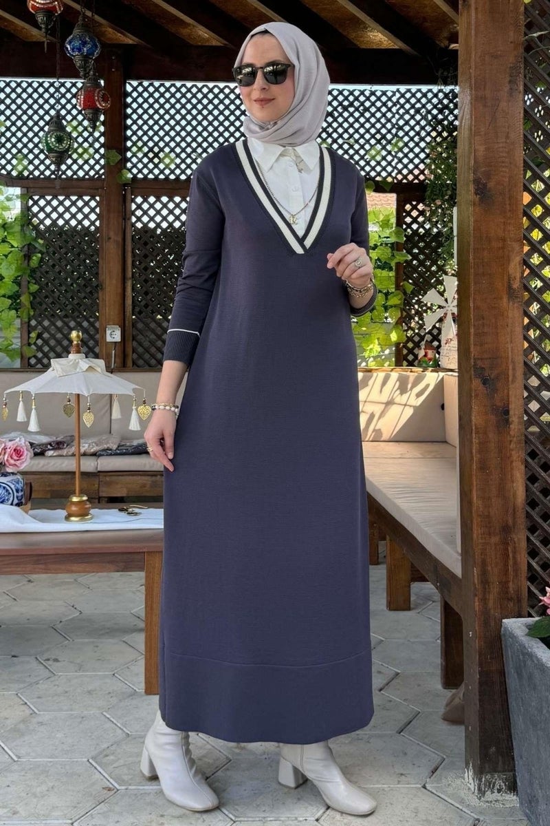 Rabia Şamlı September Shirt Knit Dress Anthracite - Image 4