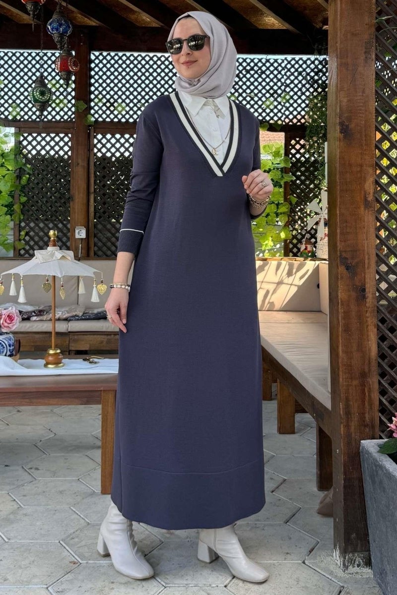Rabia Şamlı September Shirt Knit Dress Anthracite - Image 5