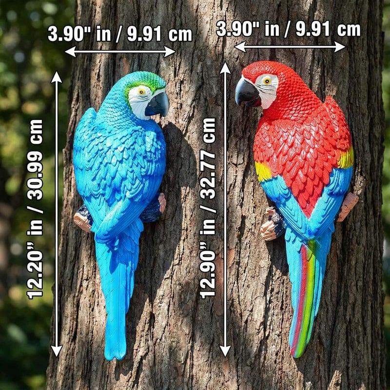 Euiroet Real Tropical Hanging Parrot Decor,Bird Figurines,Resin Bird Statues,Home Ornament Decor for Tiki Bar,Perfect for Yard Ornaments,Tree Decorations Outdoor,Patio,Lawn,Tree Trunk, Porch - Image 4