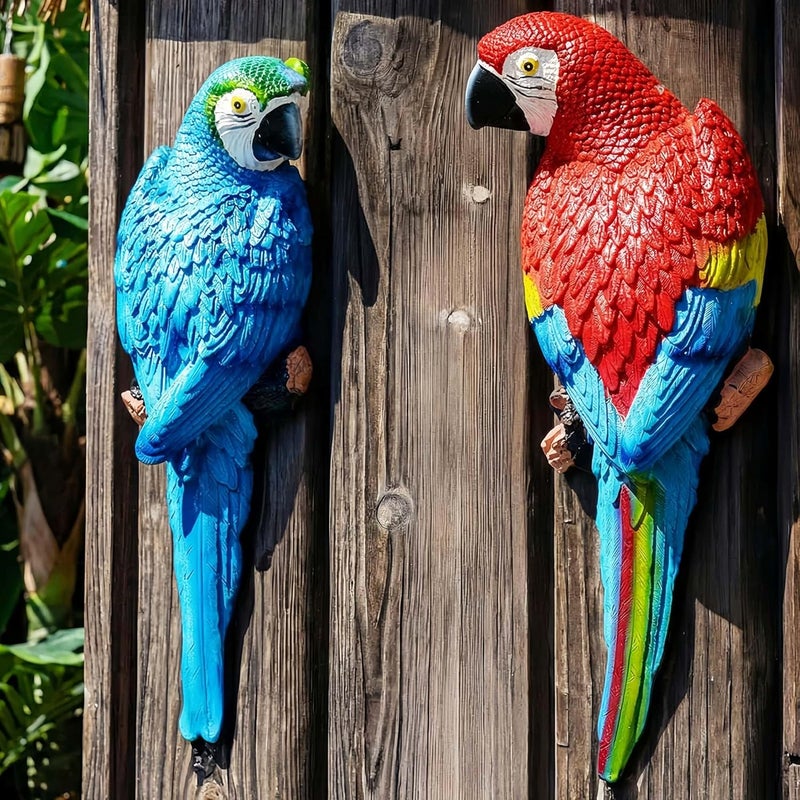 Euiroet Real Tropical Hanging Parrot Decor,Bird Figurines,Resin Bird Statues,Home Ornament Decor for Tiki Bar,Perfect for Yard Ornaments,Tree Decorations Outdoor,Patio,Lawn,Tree Trunk, Porch - Image 2