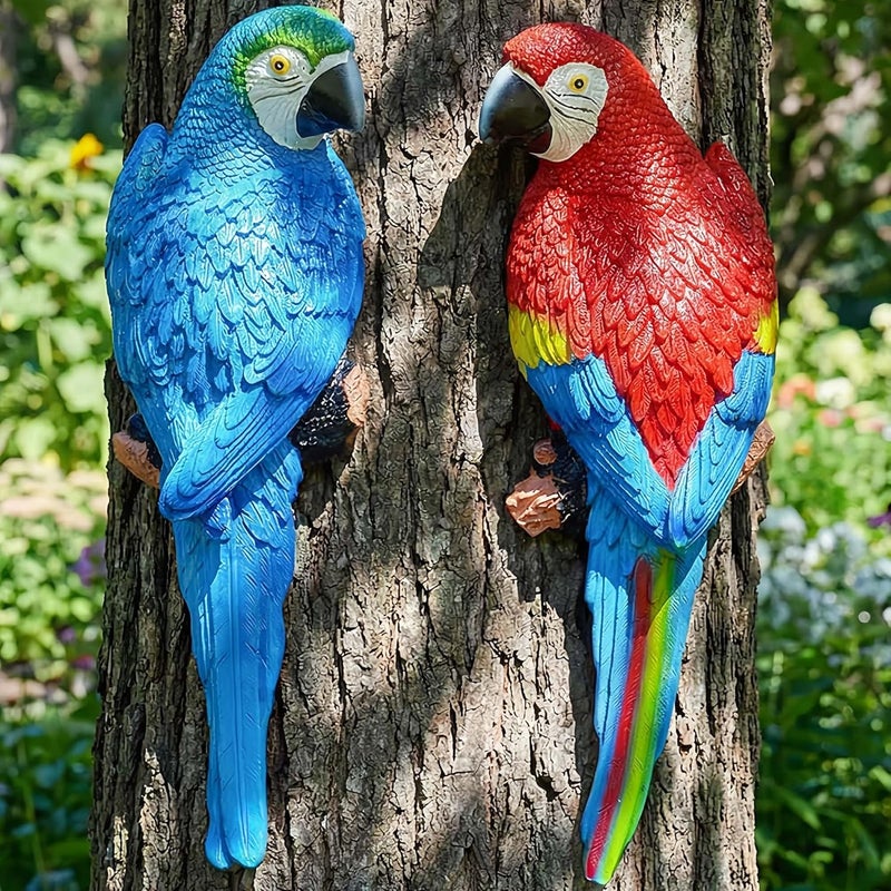 Euiroet Real Tropical Hanging Parrot Decor,Bird Figurines,Resin Bird Statues,Home Ornament Decor for Tiki Bar,Perfect for Yard Ornaments,Tree Decorations Outdoor,Patio,Lawn,Tree Trunk, Porch - Image 3