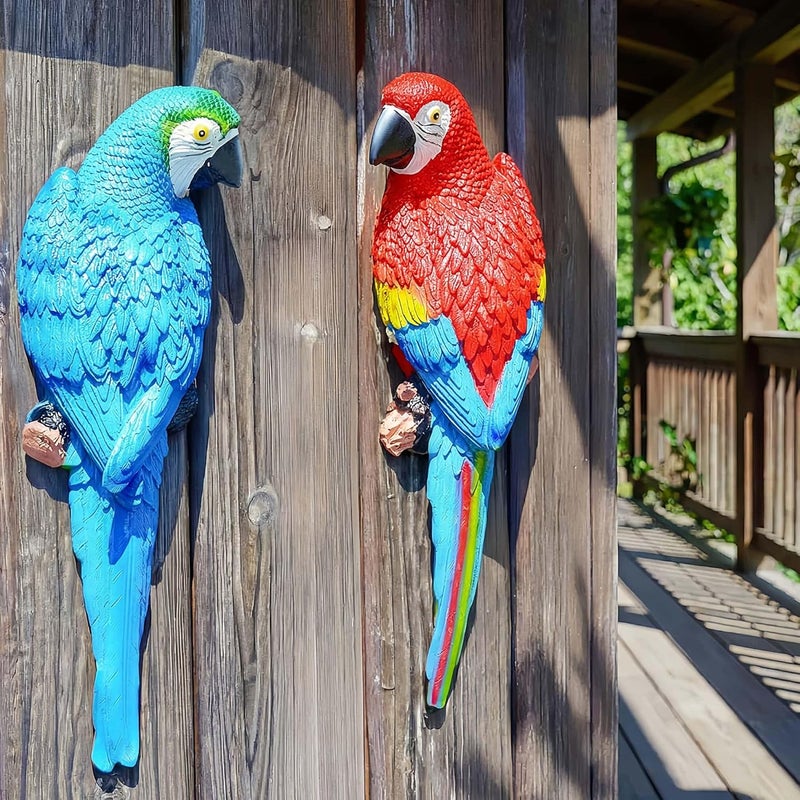 Euiroet Real Tropical Hanging Parrot Decor,Bird Figurines,Resin Bird Statues,Home Ornament Decor for Tiki Bar,Perfect for Yard Ornaments,Tree Decorations Outdoor,Patio,Lawn,Tree Trunk, Porch - Image 5