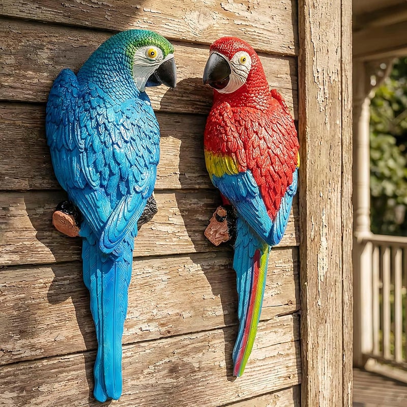 Euiroet Real Tropical Hanging Parrot Decor,Bird Figurines,Resin Bird Statues,Home Ornament Decor for Tiki Bar,Perfect for Yard Ornaments,Tree Decorations Outdoor,Patio,Lawn,Tree Trunk, Porch - Image 1