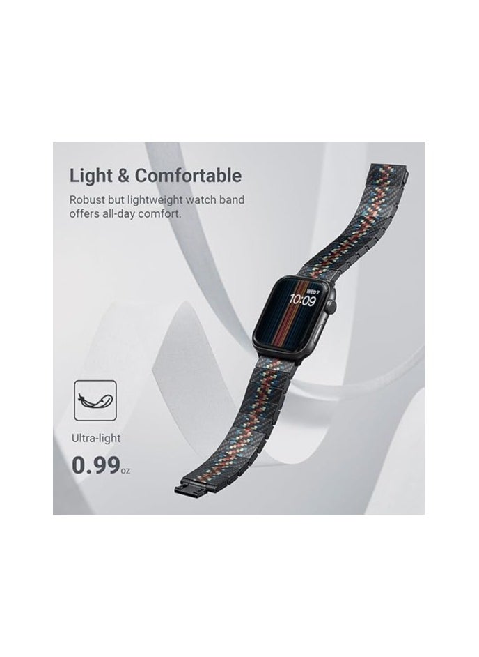PITAKA - PITAKA Apple Watch Band Compatible with Apple Ultra/SE/9/8/7/6/5/4/3/2/1, Adjustable with Aramid & 100% Carbon Fiber Apple Watch Band - Modern Rhapsody - Image 1