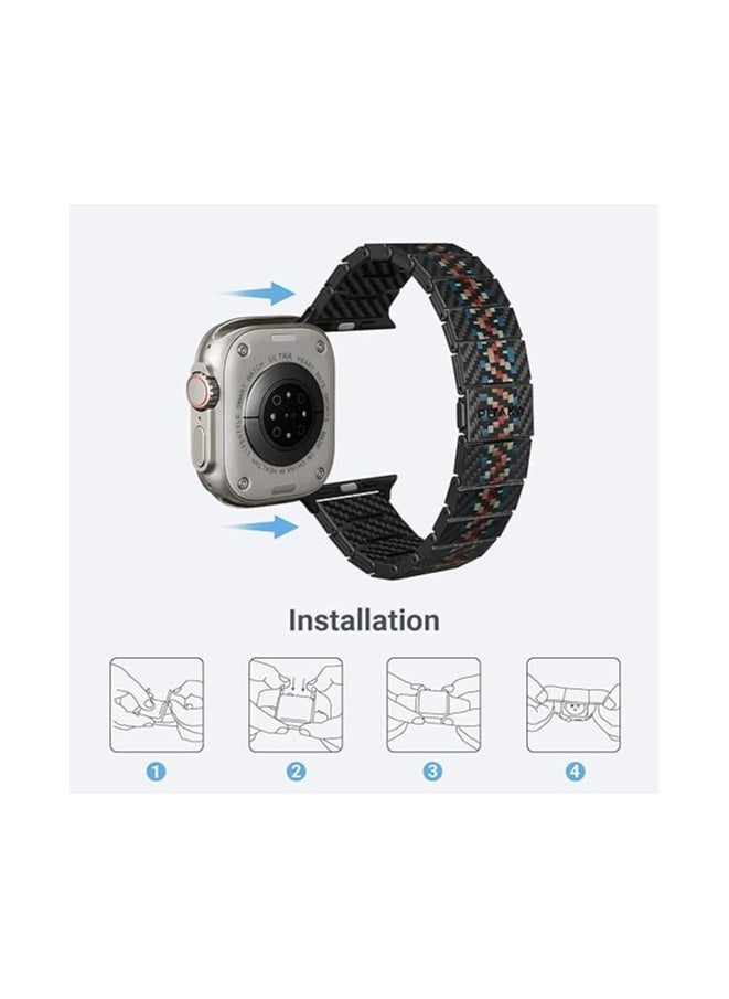 PITAKA - PITAKA Apple Watch Band Compatible with Apple Ultra/SE/9/8/7/6/5/4/3/2/1, Adjustable with Aramid & 100% Carbon Fiber Apple Watch Band - Modern Rhapsody - Image 1