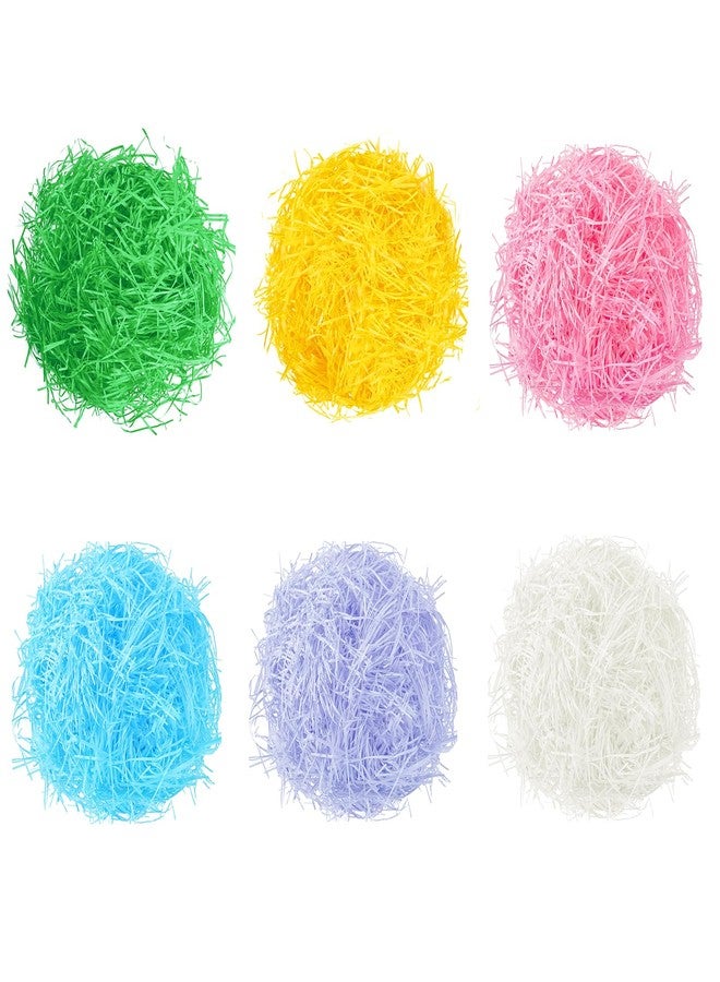 Gloreyan 6 Colors/4.3oz Easter Grass Shredded Paper Filler Raffia Paper Filler for Easter Gift Wrapping Basket Filling Birthdays Weddings Party Supply - Image 1