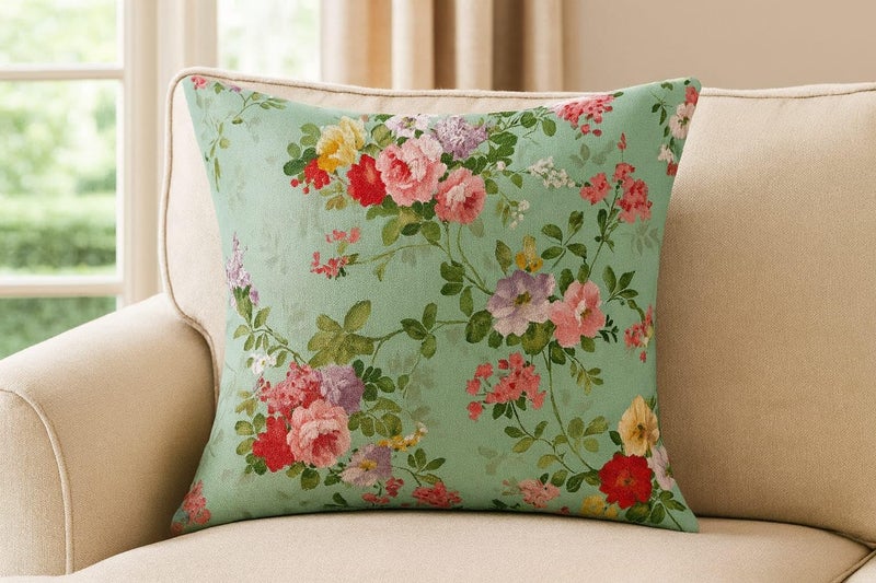 AMAZE ATTIRES Jute Cushion Cover 20x20 Inch – Set of 2 Decorative Throw Pillow Covers for Sofa, Couch or Bed – Designer Printed Square Cushion Covers – Home Décor(Green) - Image 1