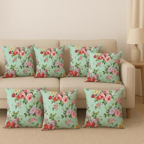 AMAZE ATTIRES Jute Cushion Cover 20x20 Inch – Set of 2 Decorative Throw Pillow Covers for Sofa, Couch or Bed – Designer Printed Square Cushion Covers – Home Décor(Green) - Image 5