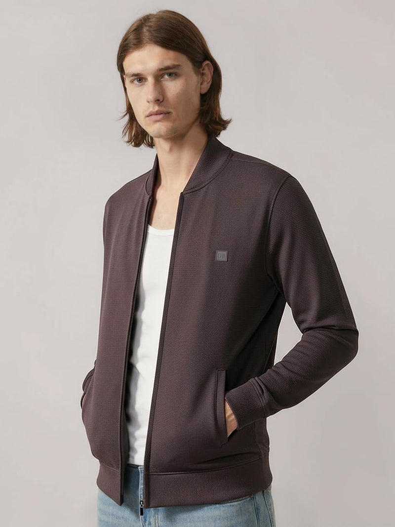 DAMENSCH Winter Jacket For Men, Textured Zipper Sweatshirt For Man, Shape and Colour Retaining ReNEWd Ottoman Zip Bomber Jacket - Cookie Beige - L - Image 5
