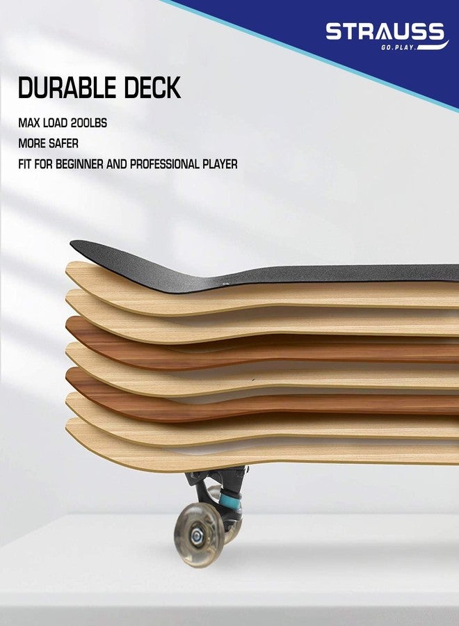 Strauss Bronx BT Lightweight Skateboard with Unique Graphics|31 X 8 Inches with 8 Layer Maple Deck with High Density & Non-Slip Waterproof Grip Tape|2 inch PU Wheels|Suitable for 8 Years and Above - Image 4