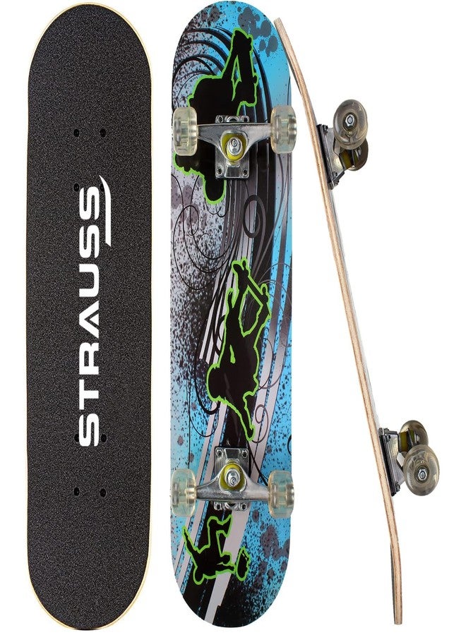Strauss Bronx BT Lightweight Skateboard with Unique Graphics|31 X 8 Inches with 8 Layer Maple Deck with High Density & Non-Slip Waterproof Grip Tape|2 inch PU Wheels|Suitable for 8 Years and Above - Image 1
