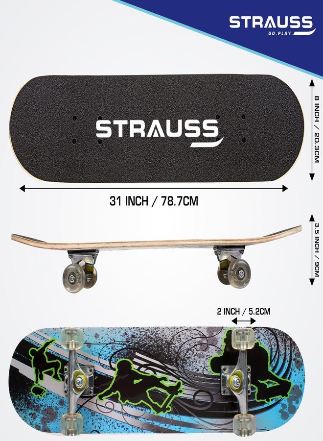 Strauss Bronx BT Lightweight Skateboard with Unique Graphics|31 X 8 Inches with 8 Layer Maple Deck with High Density & Non-Slip Waterproof Grip Tape|2 inch PU Wheels|Suitable for 8 Years and Above - Image 5