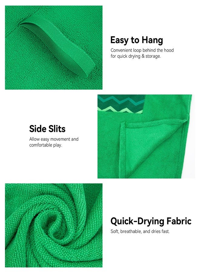 MissShorthair Towel Poncho for Kids, Hooded Beach Towel for Girl&Boy, Surf Poncho Swim Changing Robe Microfiber Bath Towel 3-6 Years Green - Image 2