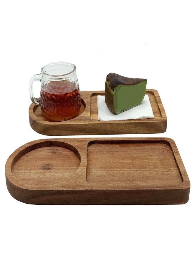 Heiboa Small Wood Serving Tray Platters - Natural Wooden Tray Drink Trays for Coffee Table Dessert Wood Serving Platter Rectangular Charcuterie Serving Board Party Plates, Set of 2 - Image 1