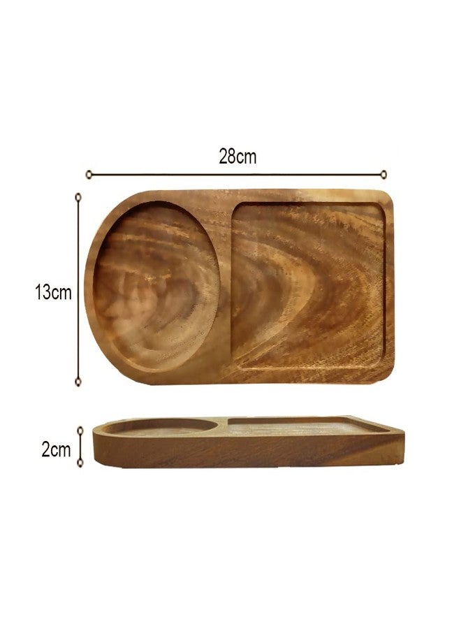 Heiboa Small Wood Serving Tray Platters - Natural Wooden Tray Drink Trays for Coffee Table Dessert Wood Serving Platter Rectangular Charcuterie Serving Board Party Plates, Set of 2 - Image 3