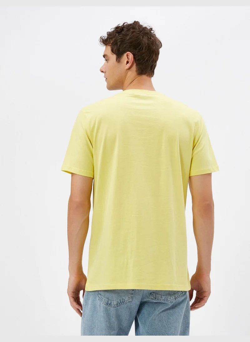 KOTON Slogan Printed Crew Neck Short Sleeve Cotton T-Shirt