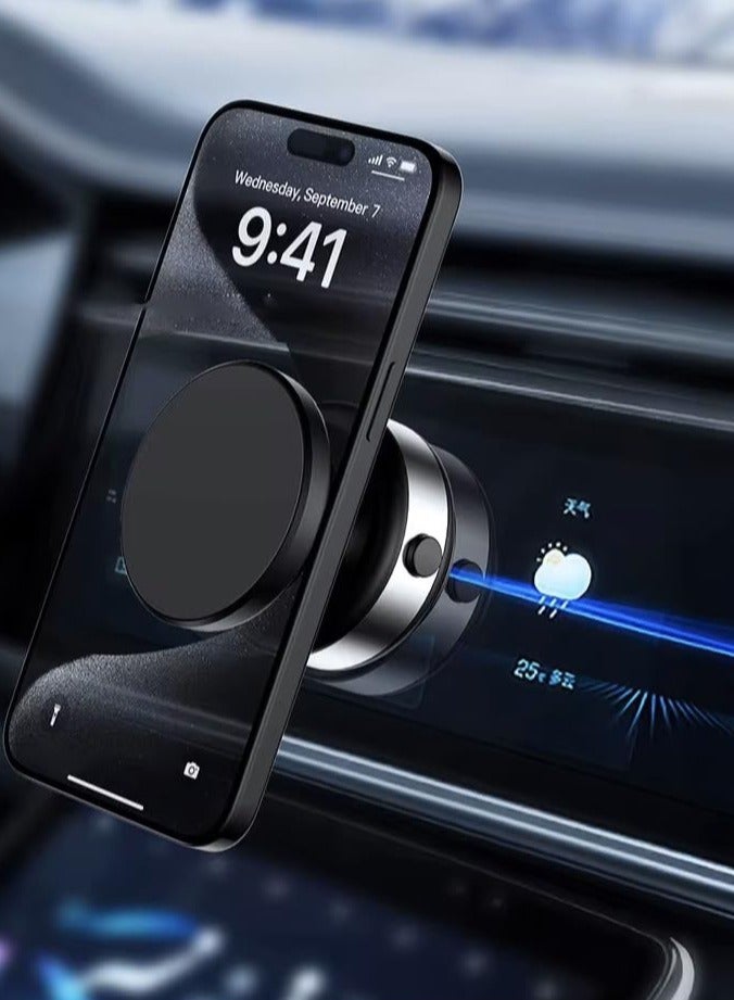 NEW Magnetic Suction Phone Holder for Car, Mirror, and Gym - 360° Rotation (Silver) - Image 2