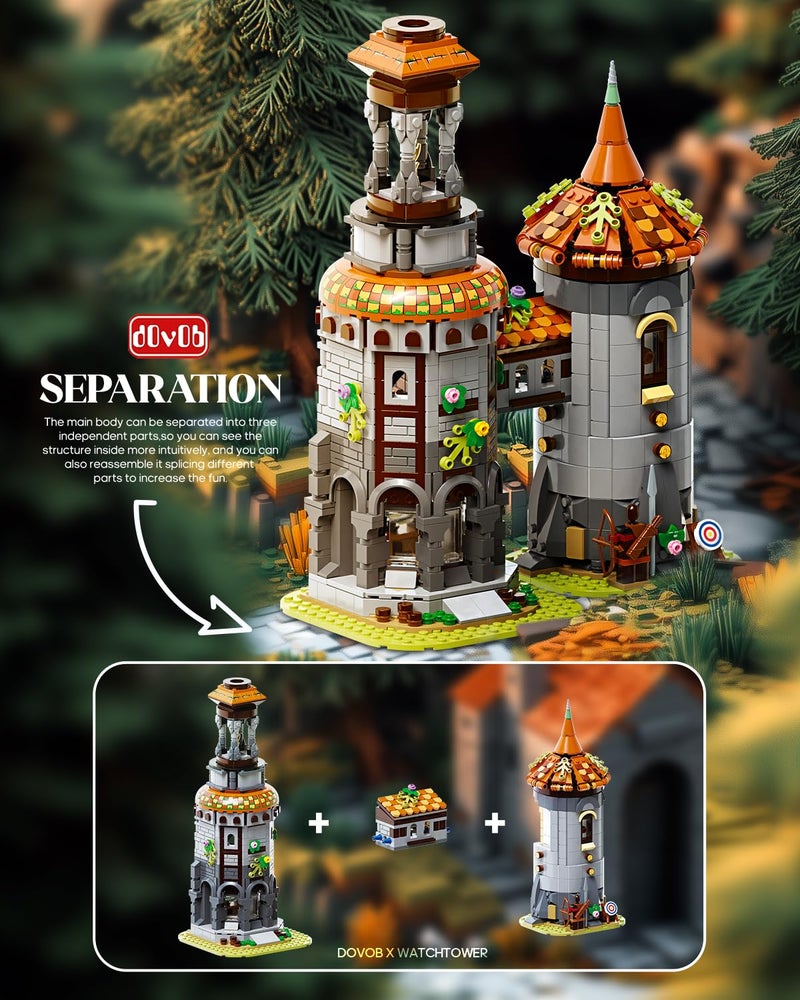 dOvOb Architecture Medieval Watchtower Building Blocks Set - 1326PCS Construction House Mode Collectible Display Set for Adults and Teen - Image 5