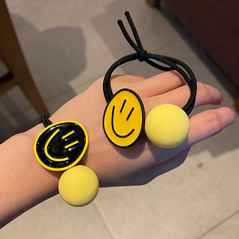 Korean Cartoon Headwear Cute Smiley Hair Accessories Matte Simple Elegant Elegant Elegant Rubber Band Internet Celebrity High-End Hair Rings For Women - Image 5