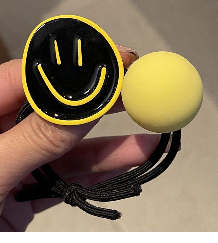 Korean Cartoon Headwear Cute Smiley Hair Accessories Matte Simple Elegant Elegant Elegant Rubber Band Internet Celebrity High-End Hair Rings For Women - Image 1