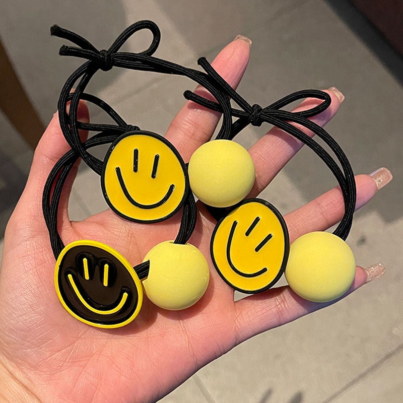 Korean Cartoon Headwear Cute Smiley Hair Accessories Matte Simple Elegant Elegant Elegant Rubber Band Internet Celebrity High-End Hair Rings For Women - Image 4