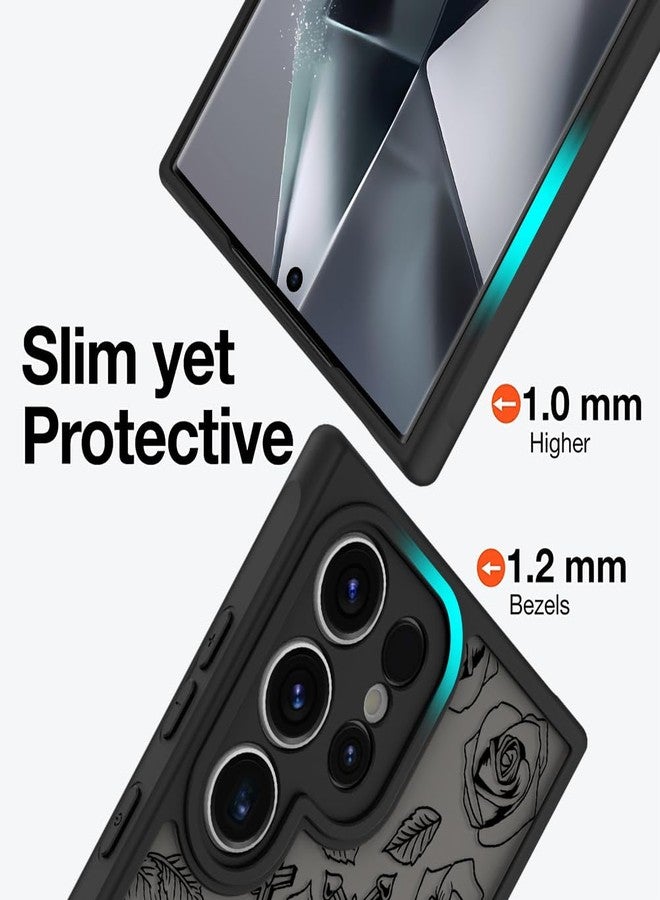 OOK Magnetic for Samsung Galaxy S24 Ultra Case [12FT Military Grade Drop Tested] [Compatible with MagSafe] Protective Full Body Protection Phone Case for S24 Ultra Case, Black Skull Flower - Image 4